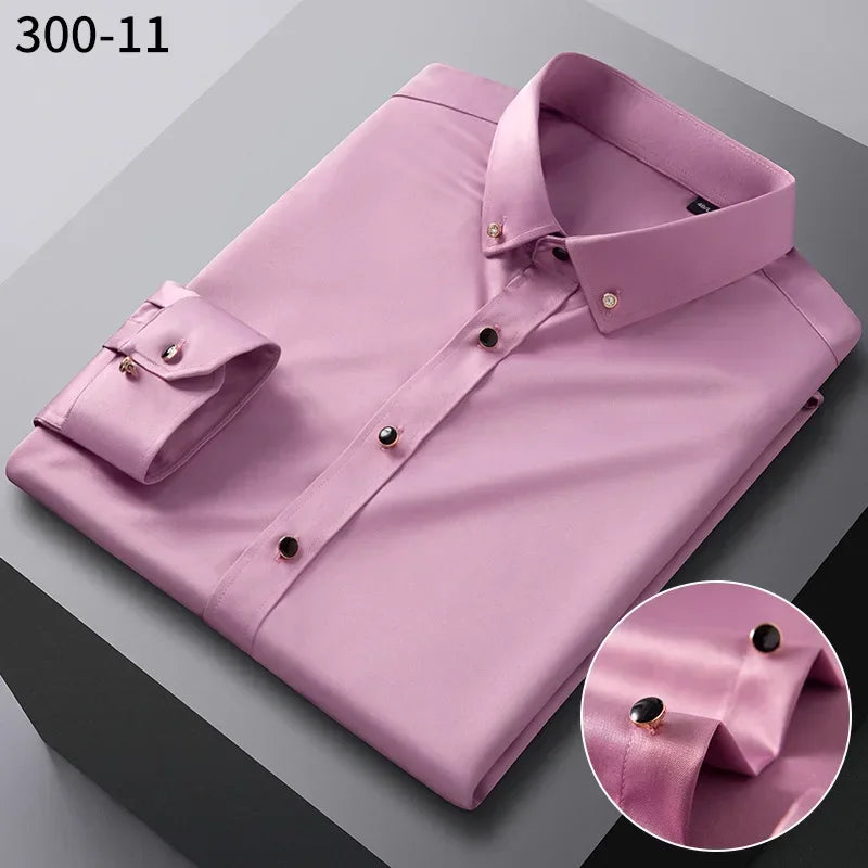 Men’s Premium Non-Iron Long Sleeve Business Shirt – Korean Slim Fit