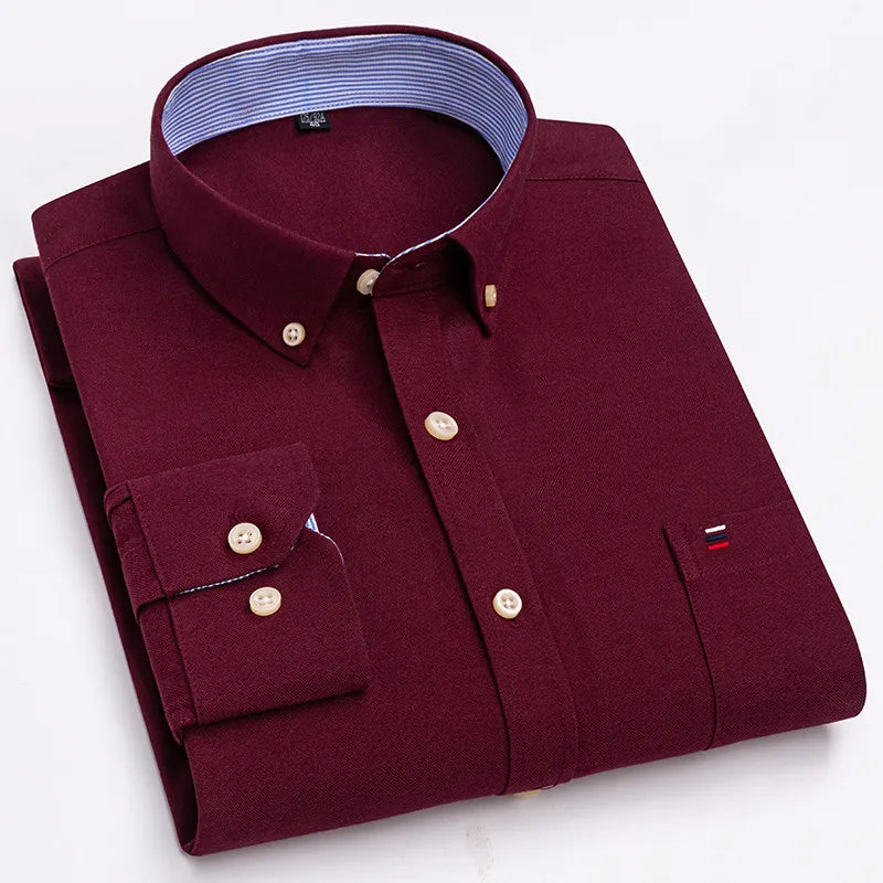 Men’s 100% Cotton Long-Sleeve Oxford Shirt