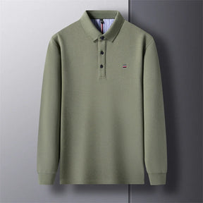 Men’s Casual Long-Sleeve Embroidered Polo Shirt