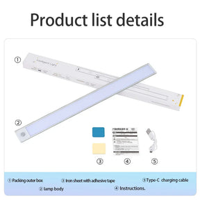 LED Night Light Motion Sensor Wireless USB Cabinet Night Light Wardrobe Lamp For Kitchen Cabinet Bedroom Wardrobe 20/30/40/60CM