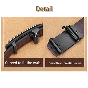 Men’s Genuine Leather Ratchet Belt with Automatic Buckle