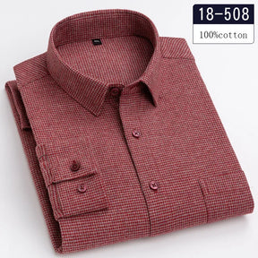 Luxury 100% Cotton Houndstooth Long-Sleeve Shirt for Men
