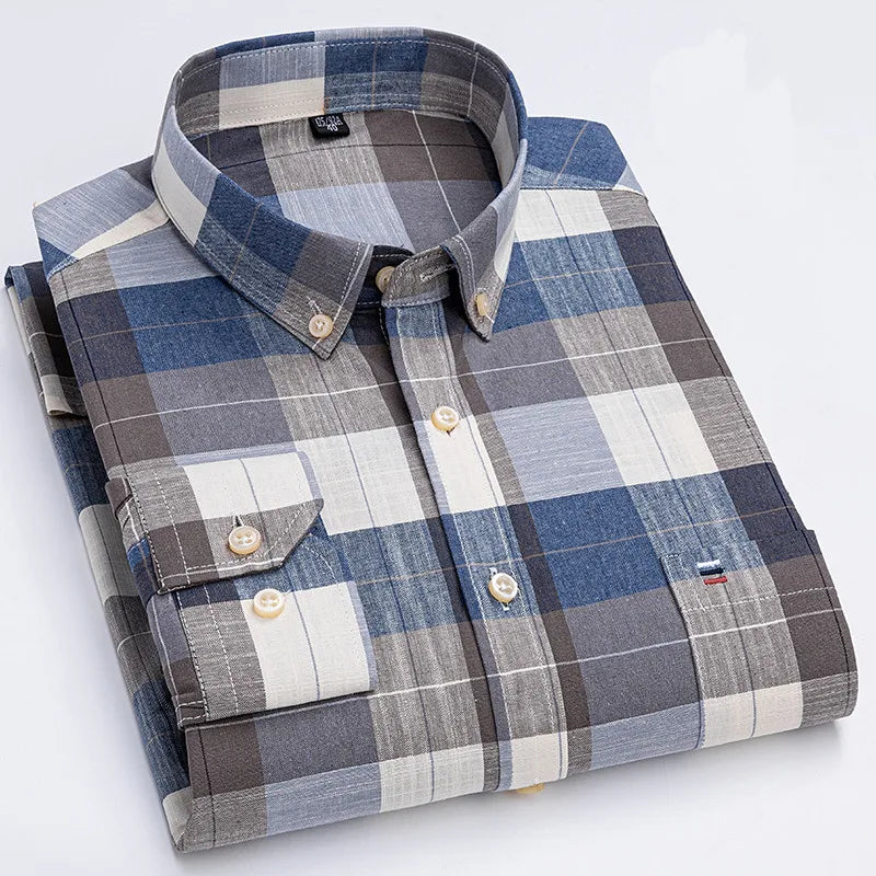 Men’s 100% Cotton Long-Sleeve Oxford Shirt
