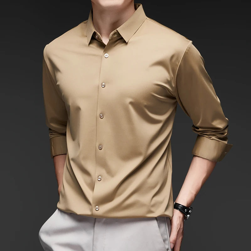 Premium Men’s Ultra-Stretch Long-Sleeve Shirt