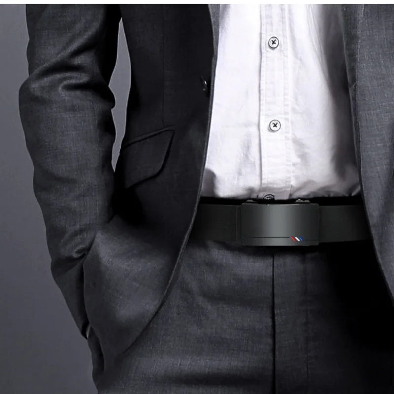 Men’s Leather Belt with Automatic Buckle – Genuine Cowskin, Luxury Design