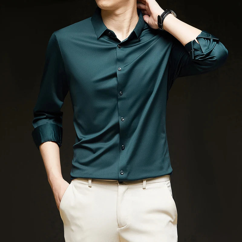 Premium Men’s Ultra-Stretch Long-Sleeve Shirt