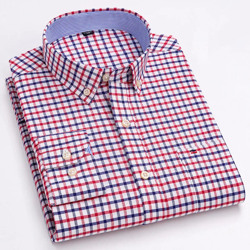 Men’s 100% Cotton Long-Sleeve Oxford Shirt