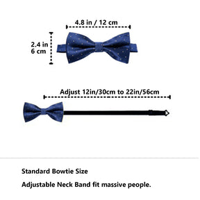 Formal Black Bow Tie Set with Pocket Square and Cufflinks