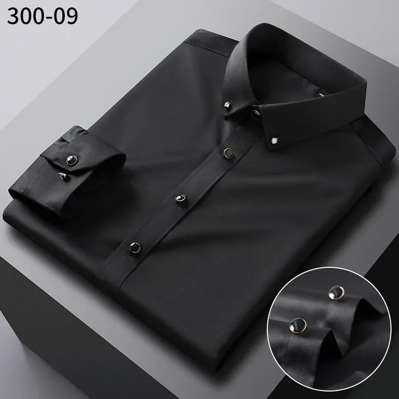Men’s Premium Non-Iron Long Sleeve Business Shirt – Korean Slim Fit
