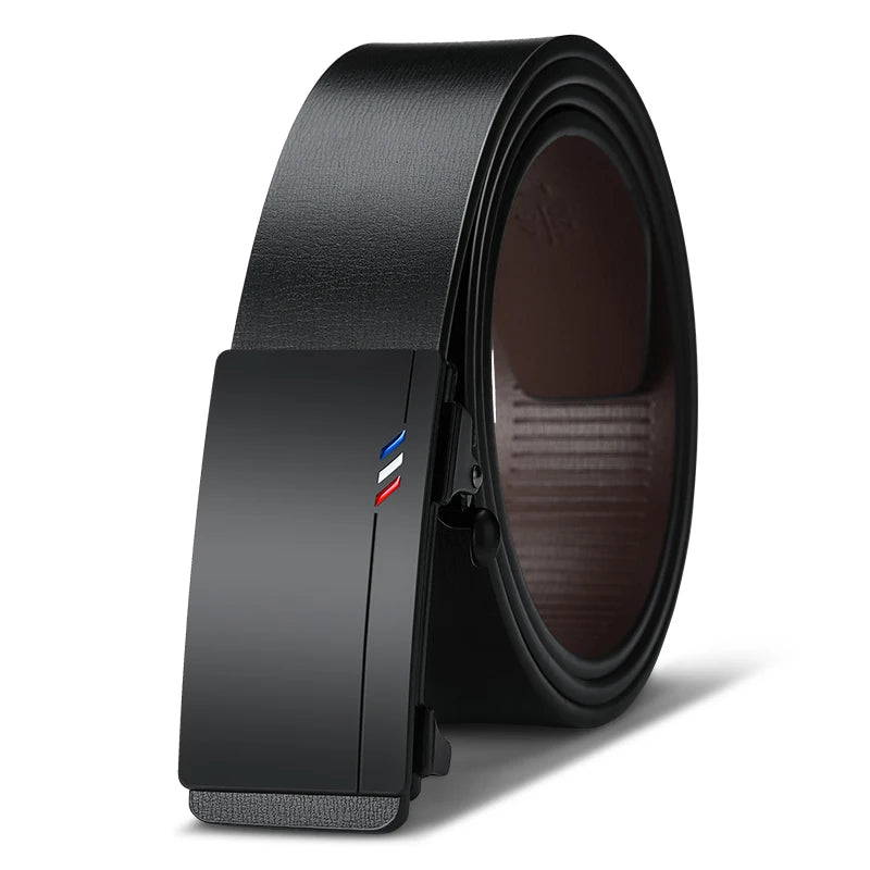 Men’s Leather Belt with Automatic Buckle – Genuine Cowskin, Luxury Design