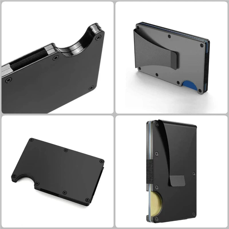 Slim RFID-Blocking Metal Wallet with Money Clip – Minimalist Front Pocket Design