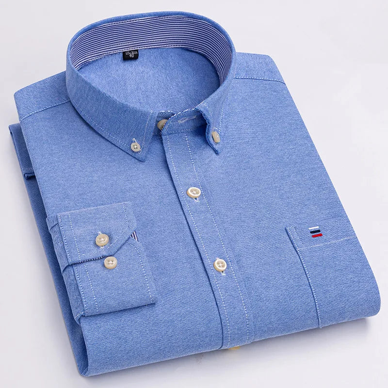 Men’s 100% Cotton Long-Sleeve Oxford Shirt