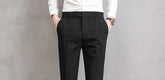Men’s Slim Fit Formal Trousers with Fine Plaid Pattern for Summer