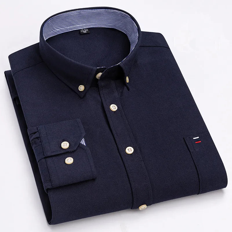 Men’s 100% Cotton Long-Sleeve Oxford Shirt