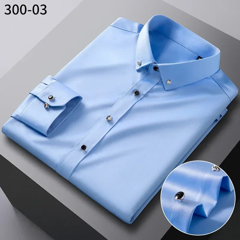Men’s Premium Non-Iron Long Sleeve Business Shirt – Korean Slim Fit