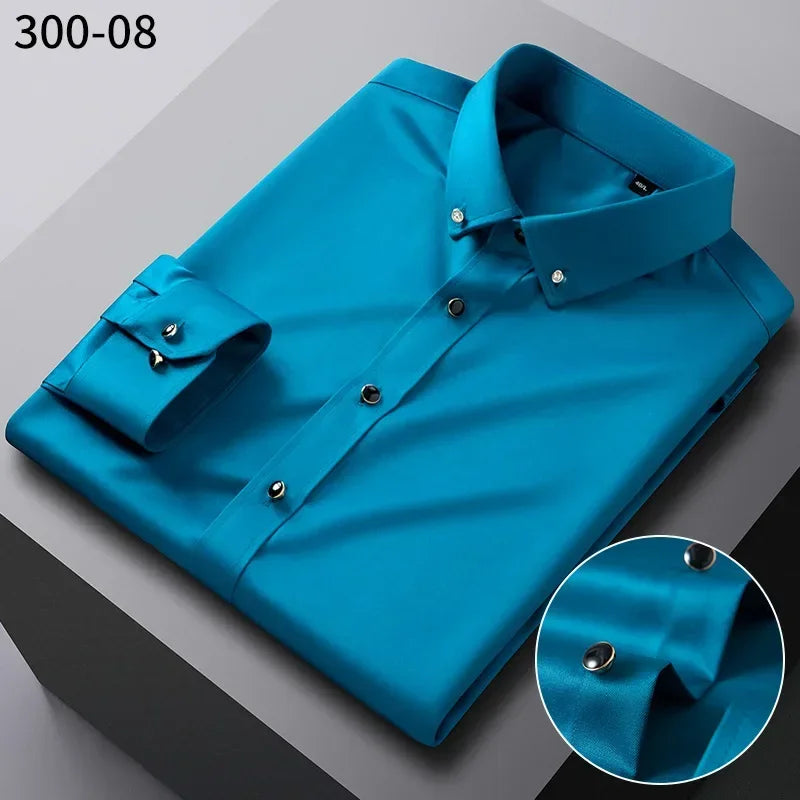 Men’s Premium Non-Iron Long Sleeve Business Shirt – Korean Slim Fit