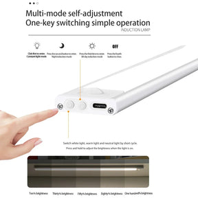 LED Night Light Motion Sensor Wireless USB Cabinet Night Light Wardrobe Lamp For Kitchen Cabinet Bedroom Wardrobe 20/30/40/60CM