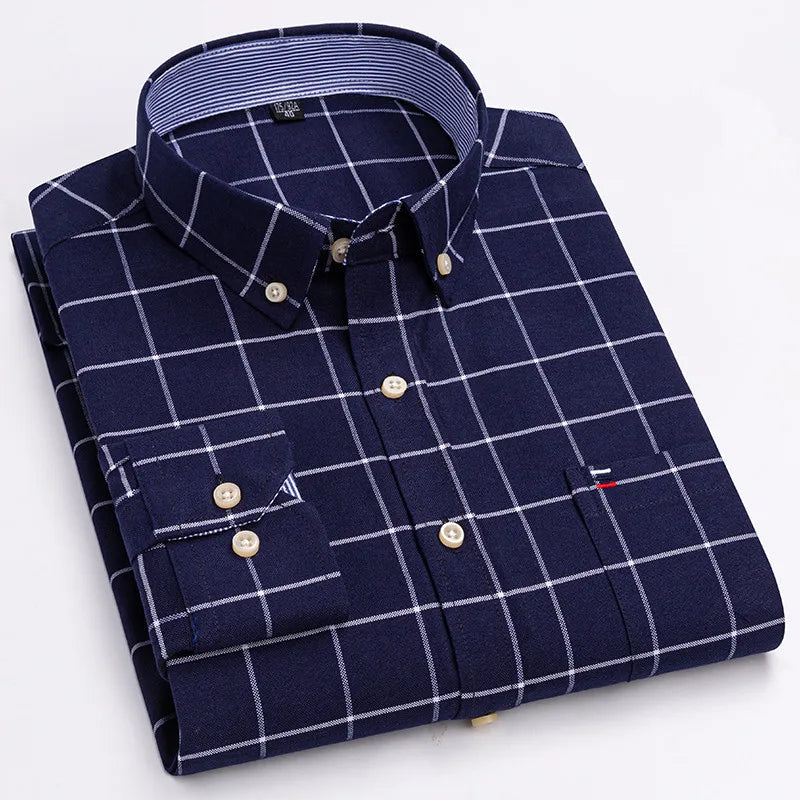 Men’s 100% Cotton Long-Sleeve Oxford Shirt
