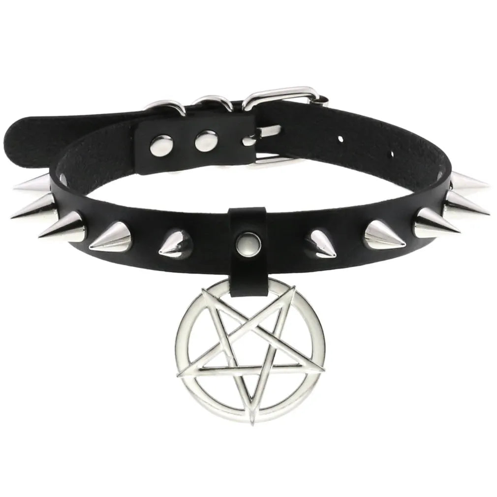 Gothic Glam Leather Tassel Choker