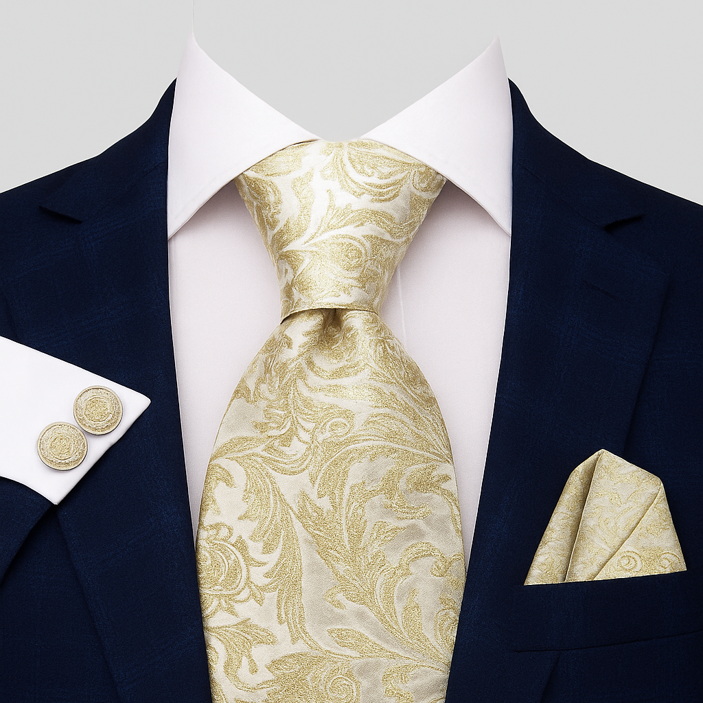 Elegant Champagne Gold Tie Set